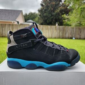 Nike Jordan 6 Rings GS Black Aqua Blue 323419-040 Youth Size 7 Women's S…